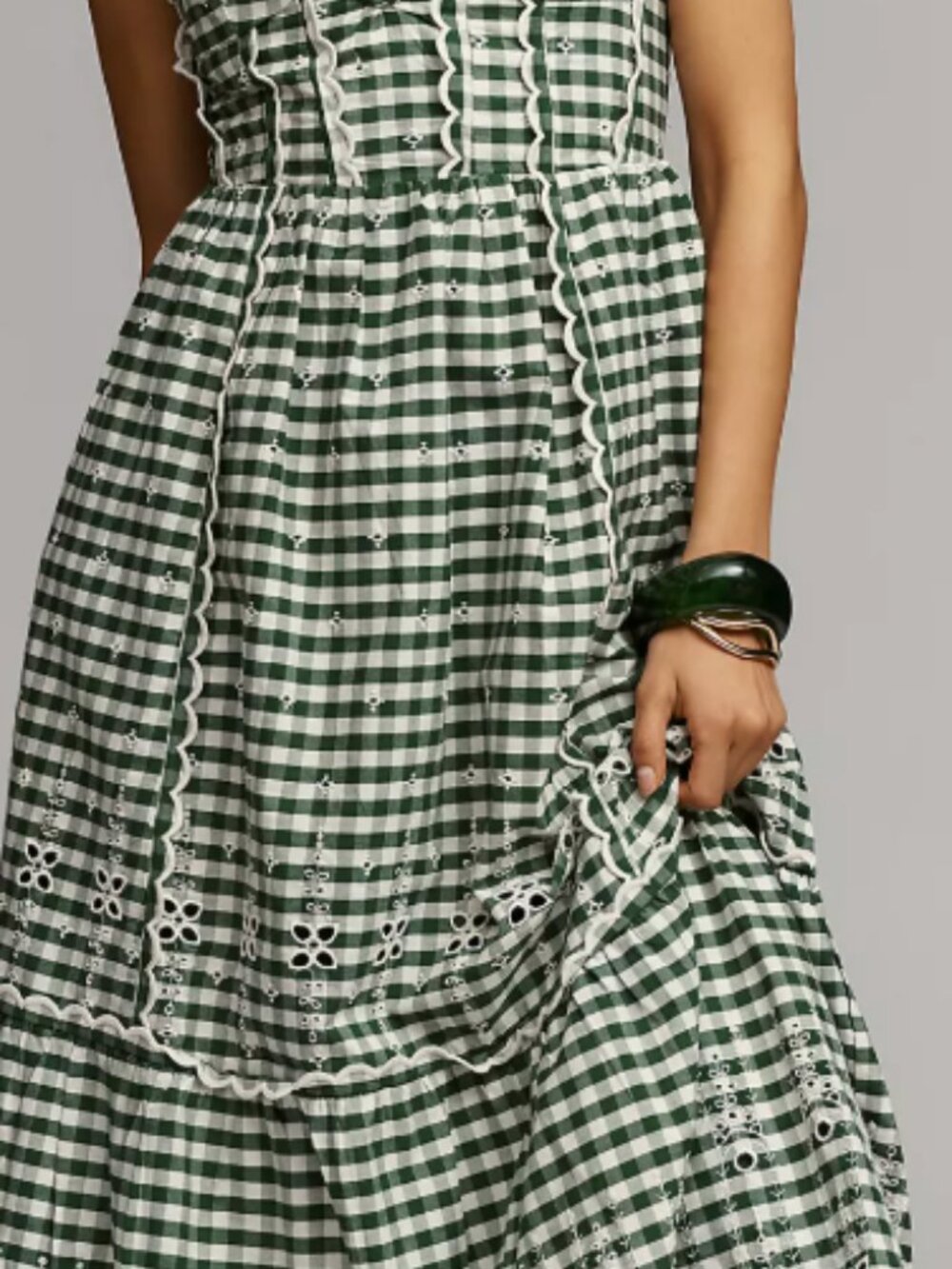 NWT By Anthropologie Sleeveless Sweetheart Gingham Midi Dress Size S - Picture 6 of 8